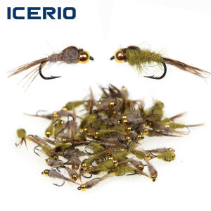 ICERIO 8PCS Bead Head Hares Ear Nymph Fly Fishing Fly Sinking Nymph Lure for Trout Grayling Panfish Freshwater Stream Fish