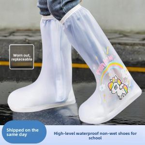 MONLEYTA | Childrens High-Tube Rain Boot Covers Waterproof Non-Slip Thickened Rain Shoe Covers For Boys And Girls Outdoor Wear
