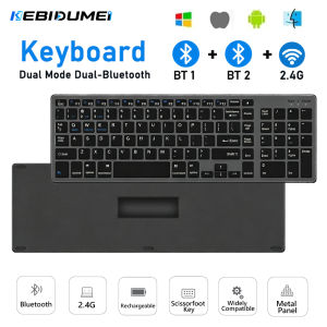 kebidumei | KEBIDUMEI Bluetooth Wireless Keyboard 2.4G Wireless 102 Keys Keyboard Rechargeable Low Noise Office Keypad Computer Accessories