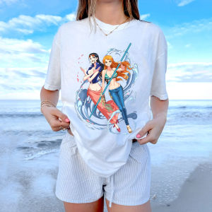 2025 One Piece Luffy Printed Cotton Short-sleeved American Loose Mens and Womens Summer Breathable Sport Round-neck T-shirt
