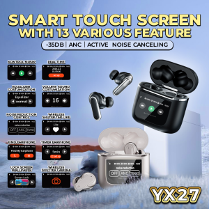 Mocho Headset Bluetooth Full Bass Touch Sereen YX27 Earphone Bluetooth 5.4 ANC Noise Reduction