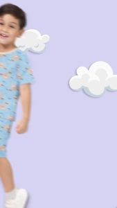 Setelan Kancing Pundak Pendek & Celana Pendek usia 1-2 thn LB Velvet Blissful Buddies