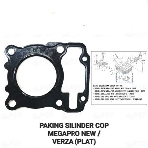 Paking Silinder Cop CHTP Mega Pro New Monoskok - Gasket Packing Peking Cylinder Silinder Block Head Kop Atas Bahan Plat Honda CRF 150 Verza Versa