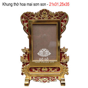 Khung ảnh thờ hoa mai sơn son thếp vàng cỡ 21x31