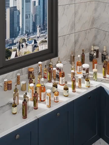 KOLER NEW Rotating seasoning rack Bathroom Shelves Kitchen Hanging Rack Organizer  Bathroom Storage Rack Adjustable height Organizer