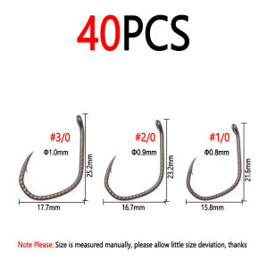 Bimoo 40pcs 1/0 2/0 3/0 High Carbon Steel Wacky Hook For DIY Wacky Rigs Bass Walleye Pike Catfish Trout Carp Lure Fishing Hook