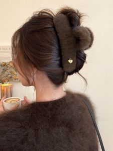 Large Size Plush Hair Claw Womens Hair Accessories Shark Clamp Stylish Hair Grips for Bun Updo Hair Accessories