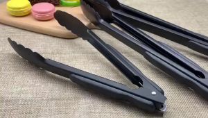 Capitan Gorengan Stainless Hitam Anti Karat Elegan Multifungsi / Penjepit Makanan Stainless