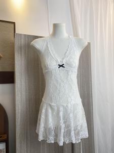 Pure Desire Style Womens Lace Camisole Tank Top Neck Hanging Backless Base Layer Sleeveless Mid-Length Solid Color Spring Autumn Korean Style