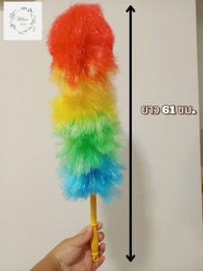 ไม้ปัดฝุ่นสายรุ้งมีด้ามแบบแขวน ไม้ปัดฝุ่นเชือกฟางเส้นใยนุ่ม