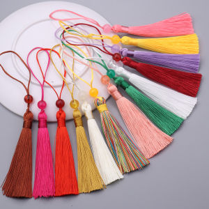 10pcs Polyester Silk Tassel Fringe 12cm Tassels Handmade Soft Craft Tassels Mini Beaded Tassels for Bookmarks Jewelry Making