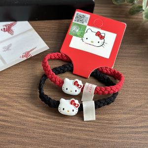 Sanrio High Elastic Metal Hair Tie Kitty Cat Headband Bracelet Dual Use Cute Kawaii Style Hair Accessory for Women Girls