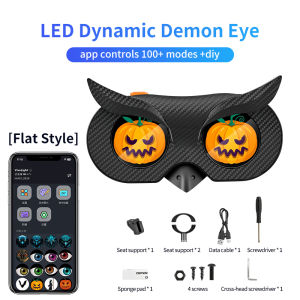 KEVANLY | 2Lens Owl Shaped Motorcycle Bicycle Rearview Mirror LED Decorative Lights Lens/Flat Devil Eyes Lights APP Control Taillight