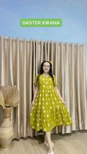 Daster Kekinian Motif Dress Kerah Rayon Premium Rempel Busui