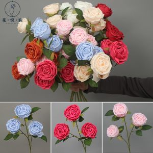 Bộ Ba Bông Hoa Cưới Phong Cách Hoàng Gia Giả Để Trang Trí Nhà Bó Hoa Cầm Tay Bông Hoa Hồng Giả Để Trang Trí Không Gian