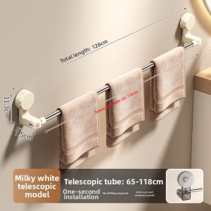 MENGBINFEN | Suction Cup Bathroom Towel Rack Extendable No-Drilling Storage