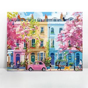 Jigsaw Puzzle Beautiful House Scenery And Car Street Landscape For Adults Creative Family Fun Relaxing Brain Teaser Gift