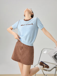 GULILI | Elegant & Luxurious Blue Short Sleeve T-shirt