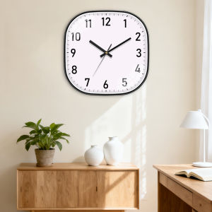 Square Quartz Wall Clock Elegant Beige Dial Clear Black Digital Modern Home Office Decoration Simple Style Precise Timing Clock