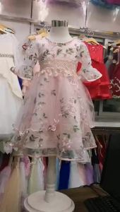 2023 Summer Party Dresses For Girls Kids Embroidery Flower Girl Dress Half Sleeves Children Elegant Birthday Princess Dresses