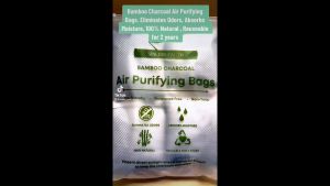 Premium Bamboo Charcoal Air Purifying Bags | Reusable Odor & Moisture Absorber with S Hooks for Home Car & Closet