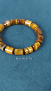 Vòng tay đá Mắt Hổ vàng nâu/đen kiểu lu thống size 9x11 chất 5A đẹp sang không kén mệnh | Hoa Minh Gem