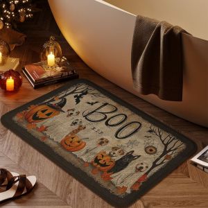 VIKAMA Country-Style Halloween Entryway Mat Durable Non-Slip Rug Rustic Fall Decor for Bathroom Kitchen and Porch