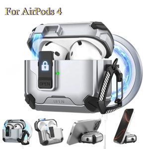 Security Lock Magnetic Earphone Case for Airpods Pro 2 Airpods Pro 3 Airpods 3 Airpods 4 ANC Case Full Body Protector Shockproof Phone Holder Headphone Cover Casing