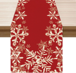VIKAMA Red Snowflake Winter Christmas Table Flag Dining Table Decoration Home Kitchen Restaurant Holiday Decoration