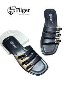 FILGER-zea sandal teplek wanita casual tali strap polos combinasi warna kekinian