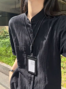 New Chinese Style Black Cotton Linen Short Sleeve Shirt