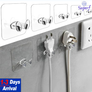 【From Manila】Wall Storage Hook Power Plug Socket Holder Wire Plugs Self-Adhesive Hanger Home Office Storage Organizer