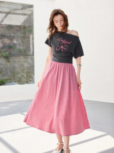 Toyouth | Bộ Quần Áo T-Shirt Ngắn Vai Trễ Hoa và Chân Váy