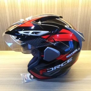 Helm Pria Keren SNI Half Face Double Visor Dewasa Force Matrix Original Busa Bisa Dilepas Size M L XL