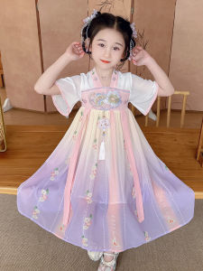 Elegant Summer Short Sleeve Hanfu Dress Thin Princess Style Girls Clothing Fairy Tale Princess Dress Lightweight Summer Outfit