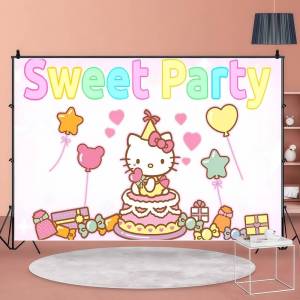 Mesuca | Cute Hello Kitty Backdrop Product Photography Props Background Photographic Studio Party Decoration Wallpapers