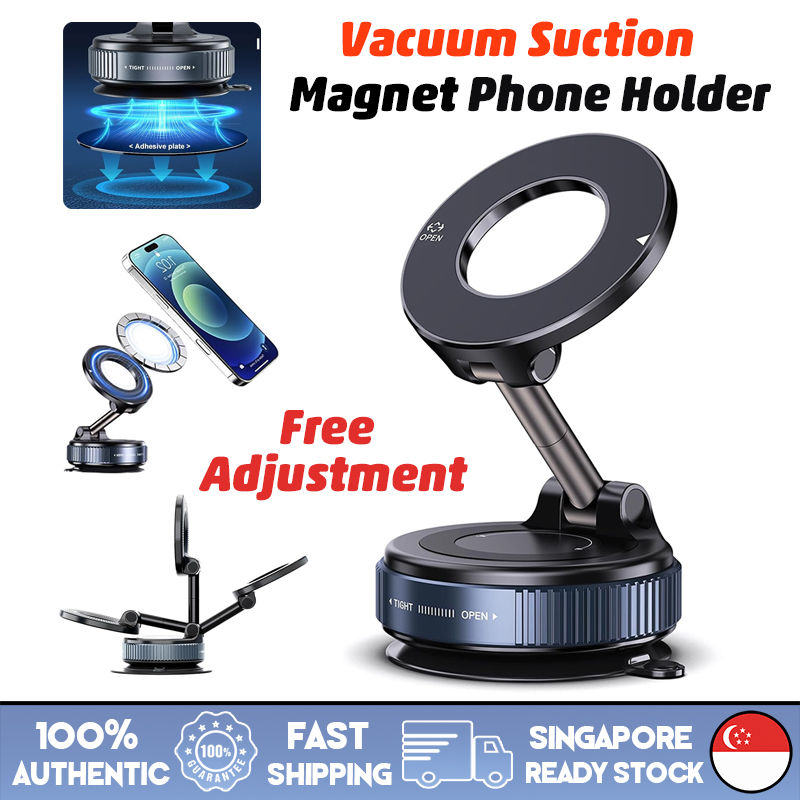 🇸🇬[Ready Stock] New 360 Rotation Vacuum Suction Cup Phone Holder Foldable Magnetic Magsafe Car Phone Mount for Gym/Mirror/Smooth Surface