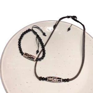 Ethnic Style Dzi Bead Braided Rope Necklace Womens Fashion Fancy Necklace Accessories Retro All-Match Bracelet Boys