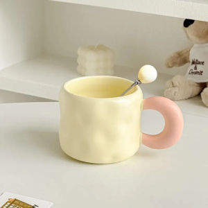 Soft and Cute Office Coffee Cup With Lid and Spoon