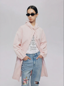 URLAZH | Youthful Soft Pink All-Match Hooded Fashion Windbreaker