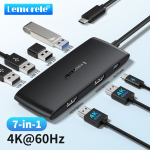 Lemorele | Lemorele 7 in 1 USB C Hub Multiport Adapter Docking Station Type C to 4K Supports Multiple Display Modes 100W PD Fast Charge