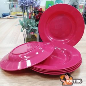 6PCS 9” HIGH-QUALITY COLORED ROUND PLATE (REUSABLE DINNER PLATE) / High Quality Plastic Plate