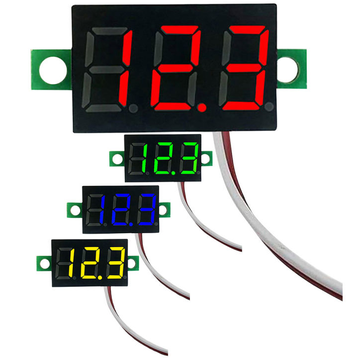 2 Wires DC Volt Meter LED Display 0.28 Inch Digital Voltage Tester DC 2 ...