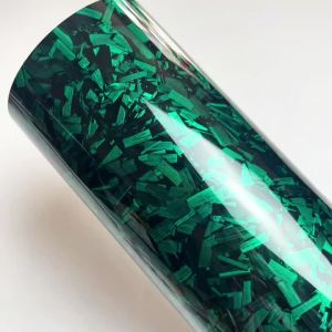 Premium PET High Gloss Green Forged Carbon Fiber Vinyl Wrap Film Roll Air Release Self Adhesive Car Decal Sticker Wrapping