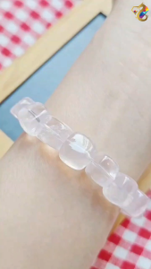 Collection Grade Free Form Ice Cube Jelly Rose Quartz Bracelet