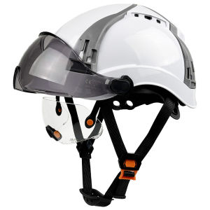 CE Safety Helmet With Adjustable Multiway Vent Slots Visor Built In Goggles ABS Hard Hat ANSI Construction Engineer Work Cap New