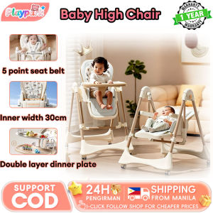 Baby High Chair 2-in-1 Foldable & Rocking Adjustable Height Secure Safety for Infants & Toddlers (6M-3Y)
