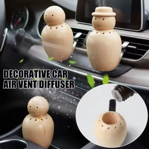 ตุ๊กตาไม้น้ำหอมปรับอากาศรถขวดเปล่าน้ำหอมคลิปช่องระบายอากาศอุปกรณ์ตกแต่งภายในรถยนต์