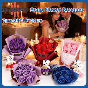 7PCS Soap Flower Eternal Rose Flower Bouquet Gift Box Decoration For Valentines day Gift