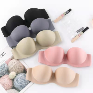 LadyLuxe - BH Bra Busa Wanita Warna Polos Seamless Bra Invisible Tanpa Tali Seksi Motif Kait Belakang Pakaian Dalam BR082